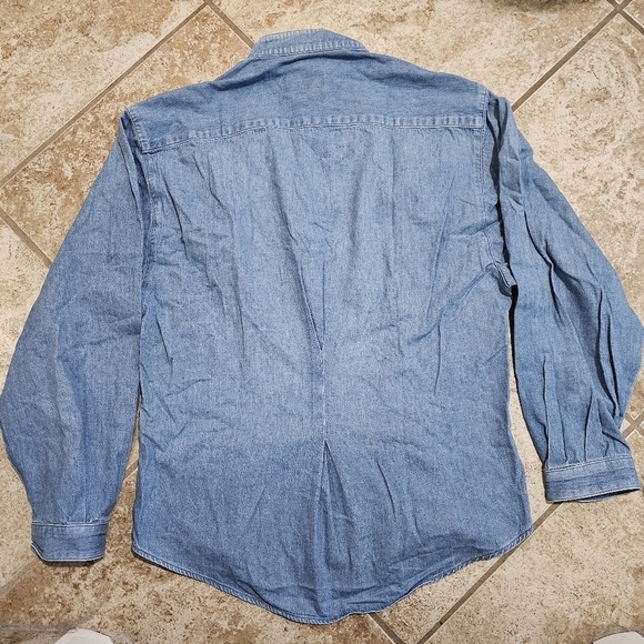 International Male Mens Denim Banded Collar Shirt Pleated Front 90s Retro Small - Picture 3 of 7